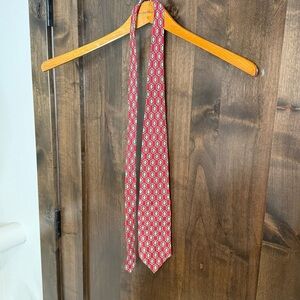 Puritan 100% Silk Necktie Striking Red Blue and Gold Geometric Pattern Tie